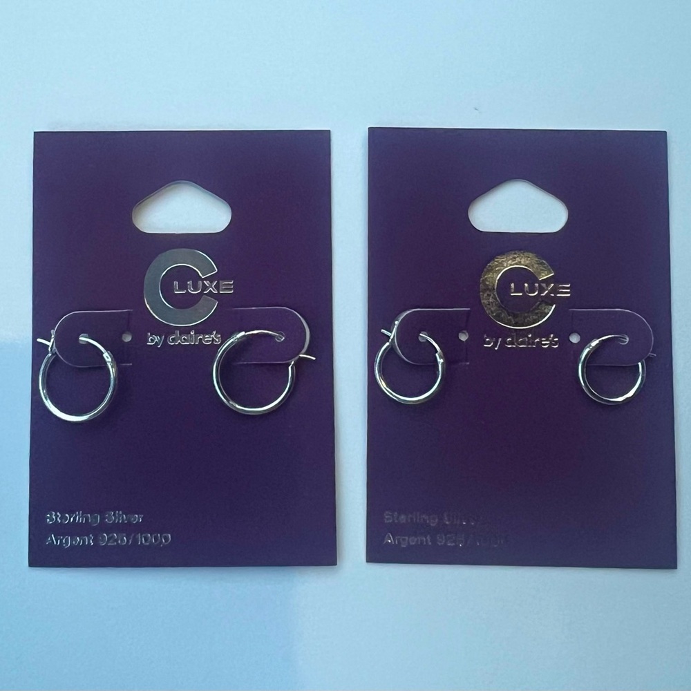 🤍2 Pairs🤍 Sterling Silver 925 Fine Hoop Earrings